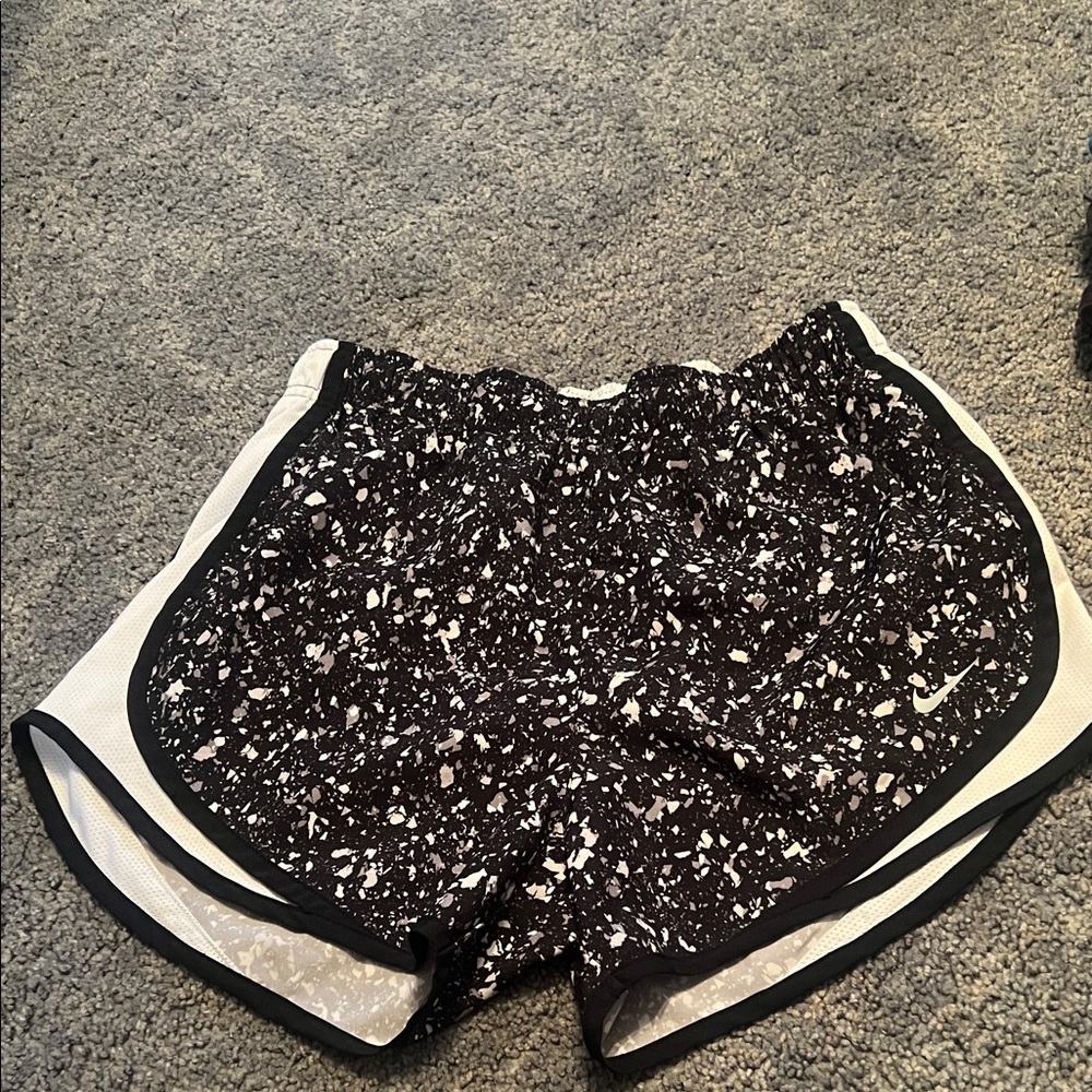 Black & White Speckled Women's Nike Athletic Shorts